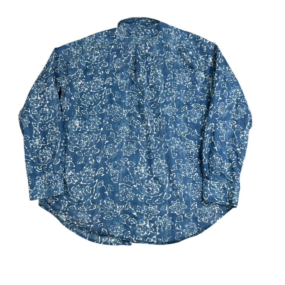 Lauren Ralph Lauren Denim Floral Y2K Blue Boho Western Cottagecore Shirt Medium - Picture 5 of 9